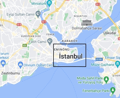 location of the Historical Peninsula in Istanbul